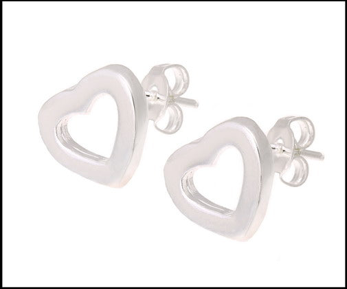 Silver Heart Studs