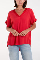 Red V Neck Top