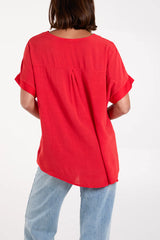 Red V Neck Top