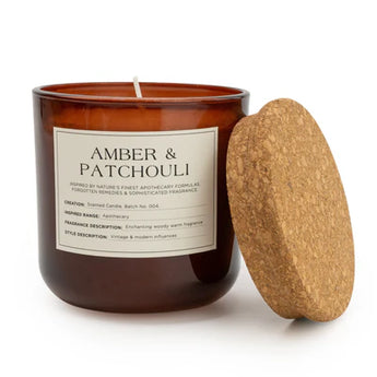 Medium Glass Jar with Cork Lid Amber & Patchouli