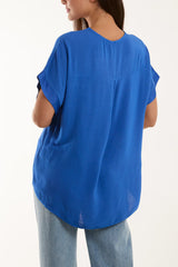 Royal Blue V Neck Top