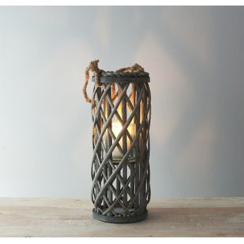 Grey Woven Lantern 40cmd