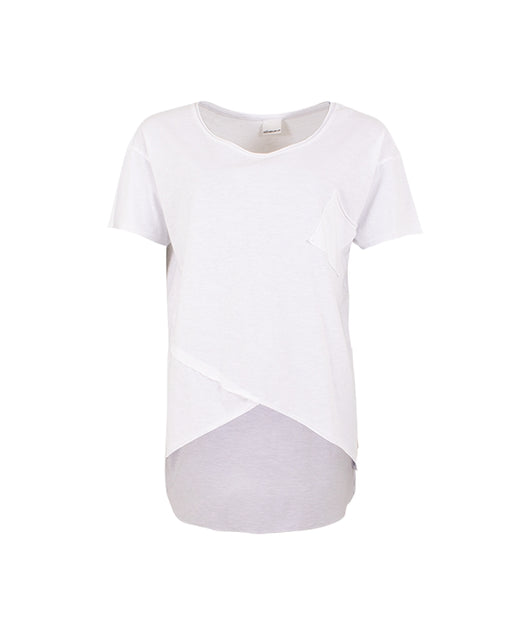 White Cross Over Pocket T Shirt